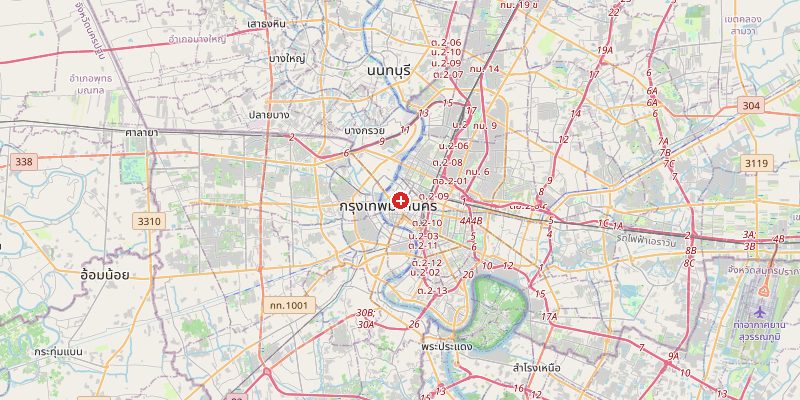 Map of Bangkok showing elevation marker – OpenStreetMap