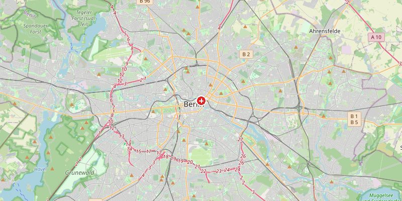 Map of Berlin showing elevation marker – OpenStreetMap