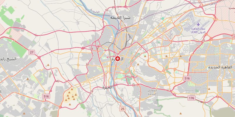 Map of Cairo showing elevation marker – OpenStreetMap