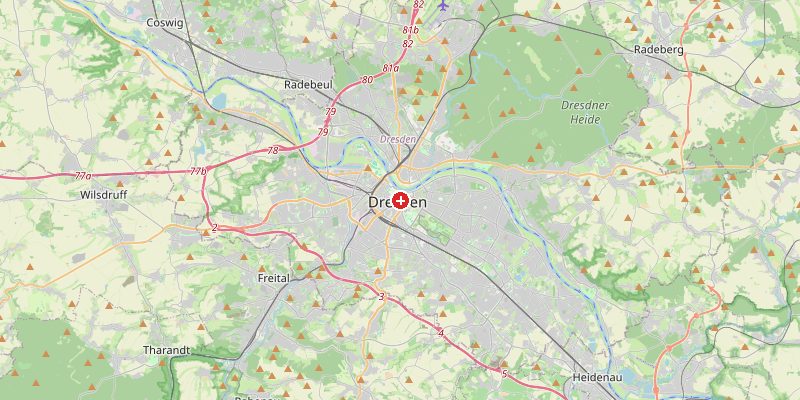 Map of Dresden showing elevation marker – OpenStreetMap