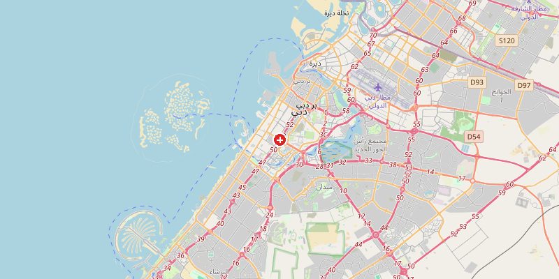Map of Dubai showing elevation marker – OpenStreetMap