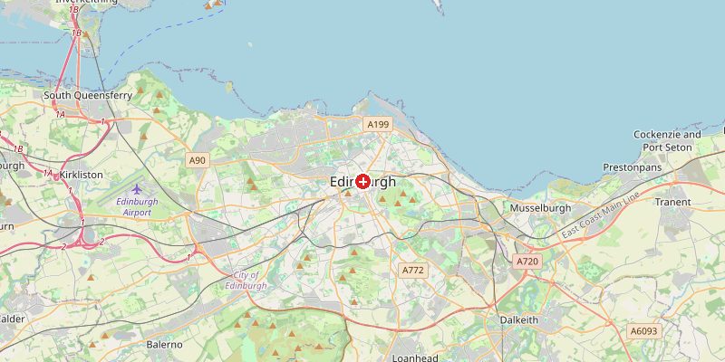 Map of Edinburgh showing elevation marker – OpenStreetMap