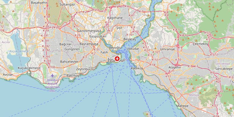 Map of Istanbul showing elevation marker – OpenStreetMap