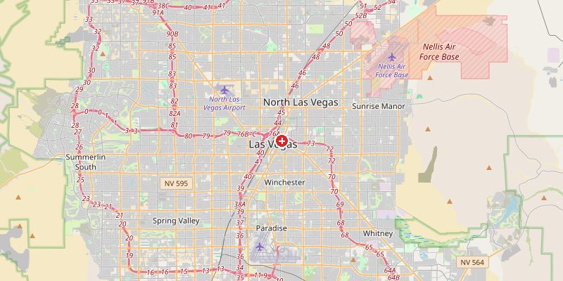 Map of Las Vegas showing elevation marker – OpenStreetMap