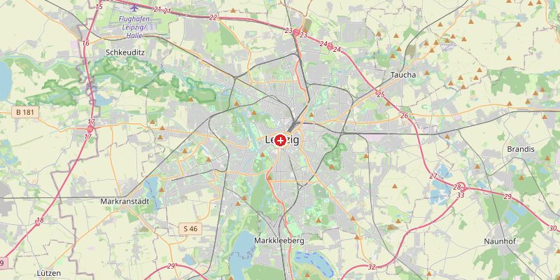 Map of Leipzig showing elevation marker – OpenStreetMap