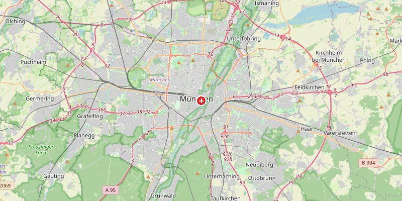 Map of Munich showing elevation marker – OpenStreetMap