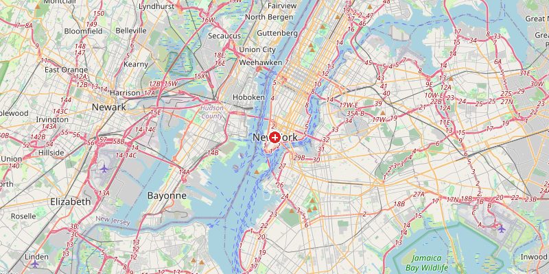 Map of New York showing elevation marker – OpenStreetMap