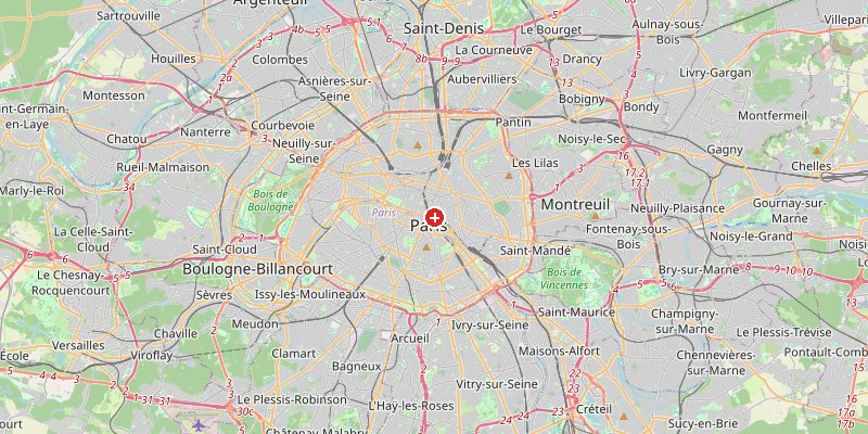 Map of Paris showing elevation marker – OpenStreetMap