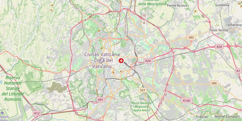Map of Rome showing elevation marker – OpenStreetMap
