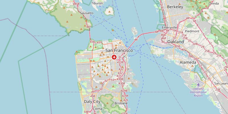 Map of San Francisco showing elevation marker – OpenStreetMap