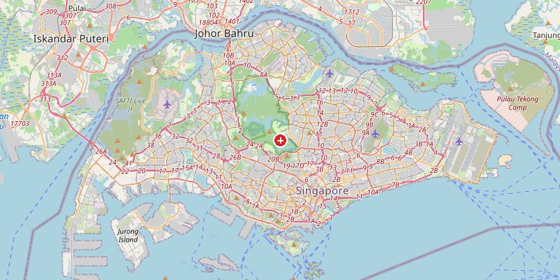 Map of Singapore showing elevation marker – OpenStreetMap