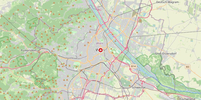 Map of Vienna showing elevation marker – OpenStreetMap